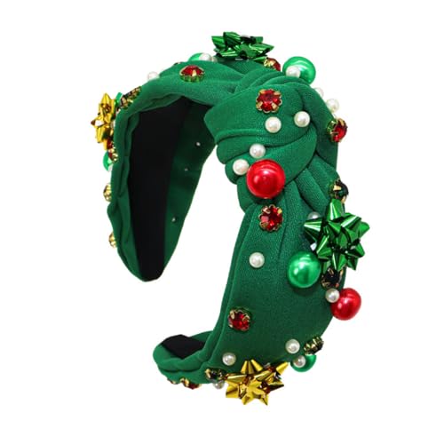 MAYCREATE® Headband for Women Pearl Knotted Rhinestone Crystal Jeweled Hairband Fashion Ladies Wide Top Knot Hair Bands Holiday Outfits Gifts-Green MAYCREATE® Headband for Women Pearl Knotted Rhinestone Crystal Jeweled Hairband Fashion Ladies Wide Top Knot Hair Bands Holiday Outfits Gifts-Green